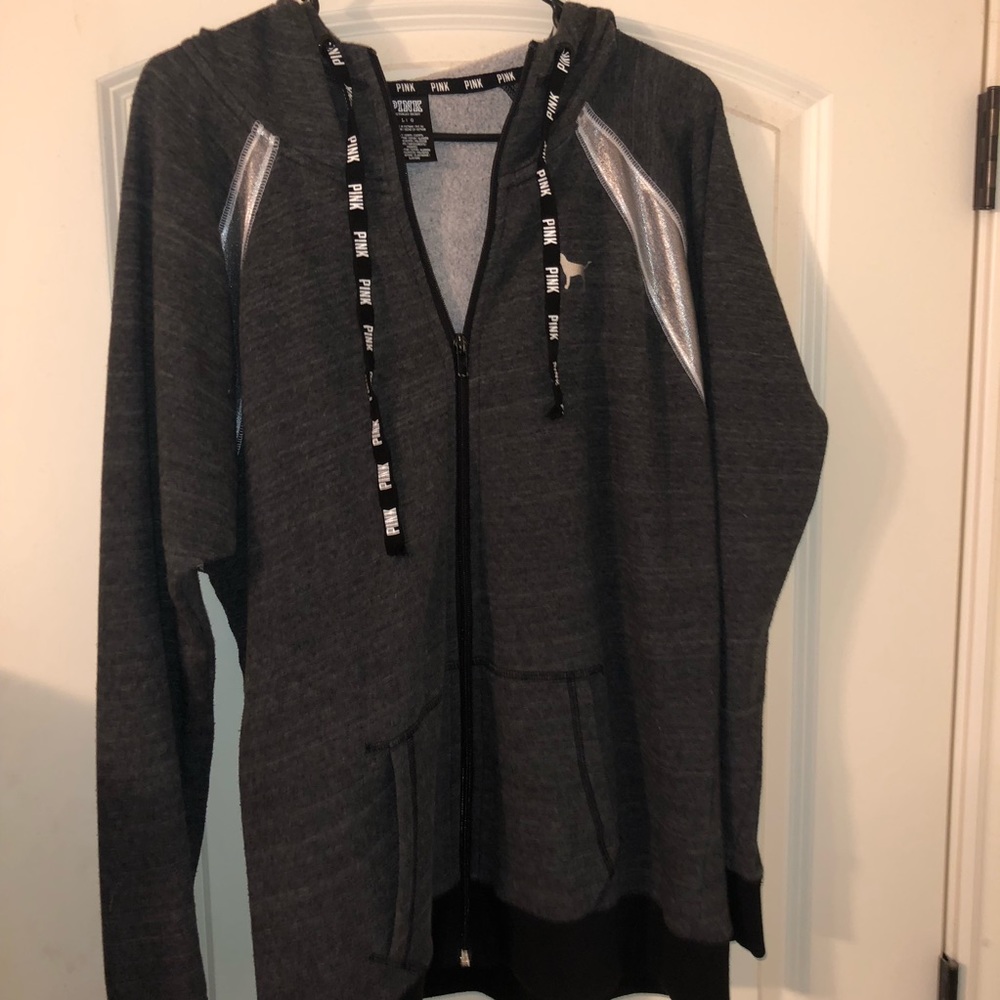 GREY & SILVER METALLIC VS PINK ZIP UP
